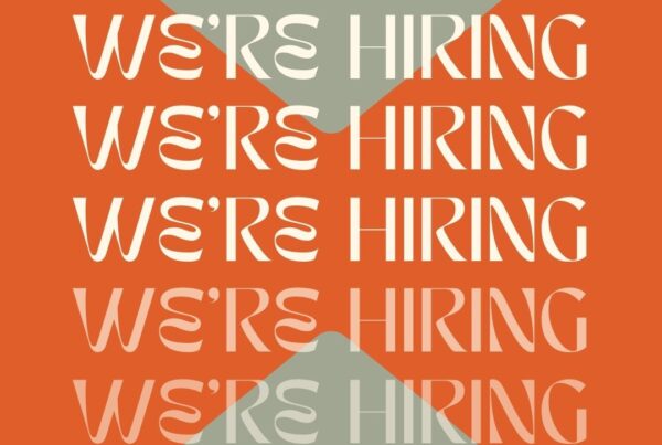 Orange and green flyer that says We're Hiring 4 times down the flyer. It also has the NAMED Advocates logo in 2 corners of the flyer.